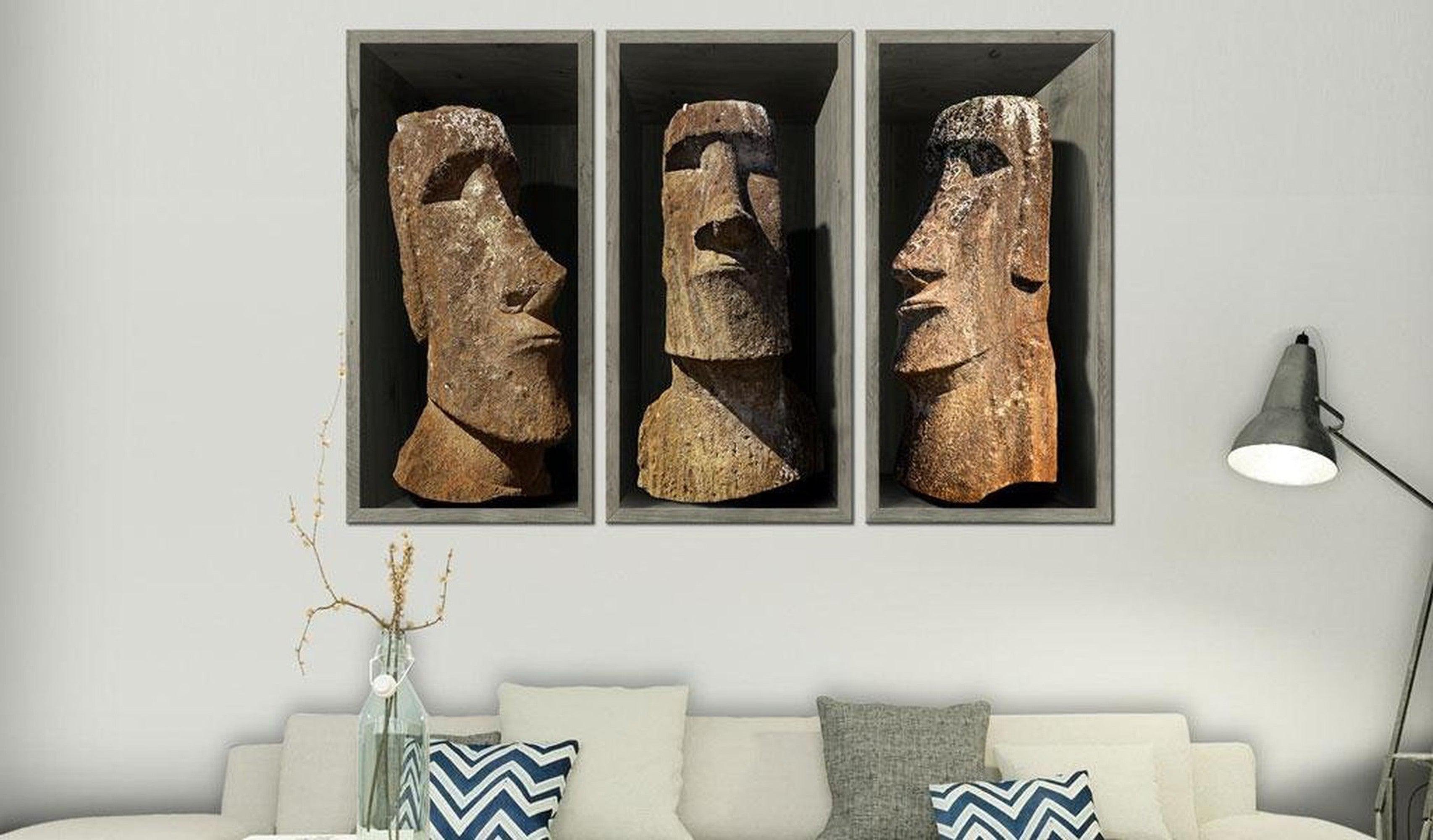 Stretched Canvas Wall Art - Moai (Easter Island)