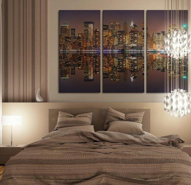 Stretched Canvas Wall Art - New York Water Reflection