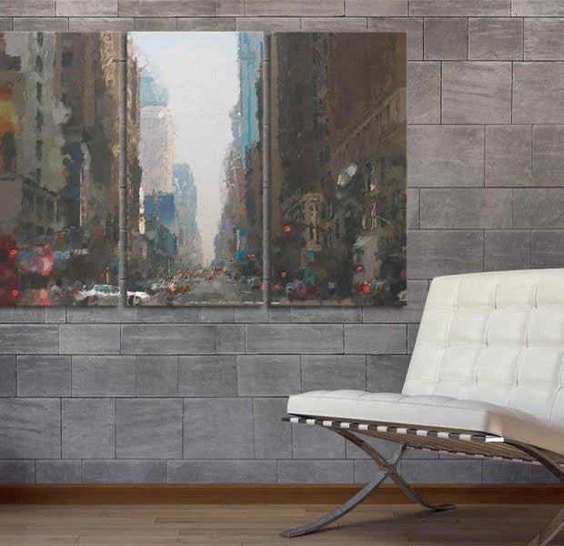 Stretched Canvas Wall Art - Rainy City Behind The Glass