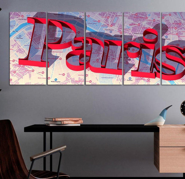 Stretched Canvas Wall Art - Red Paris Narrow