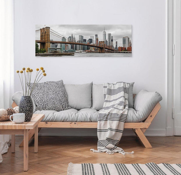 Stretched Canvas Wall Art - Road To Manhattan Narrow Colourful