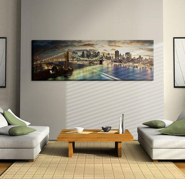 Stretched Canvas Wall Art - The East River At Night