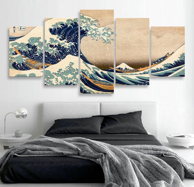 Stretched Canvas Wall Art - The Great Wave off Kanagawa Wide