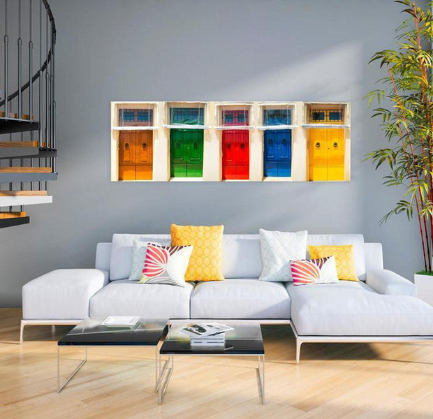 Stretched Canvas Still Life Art - Colourful Doors