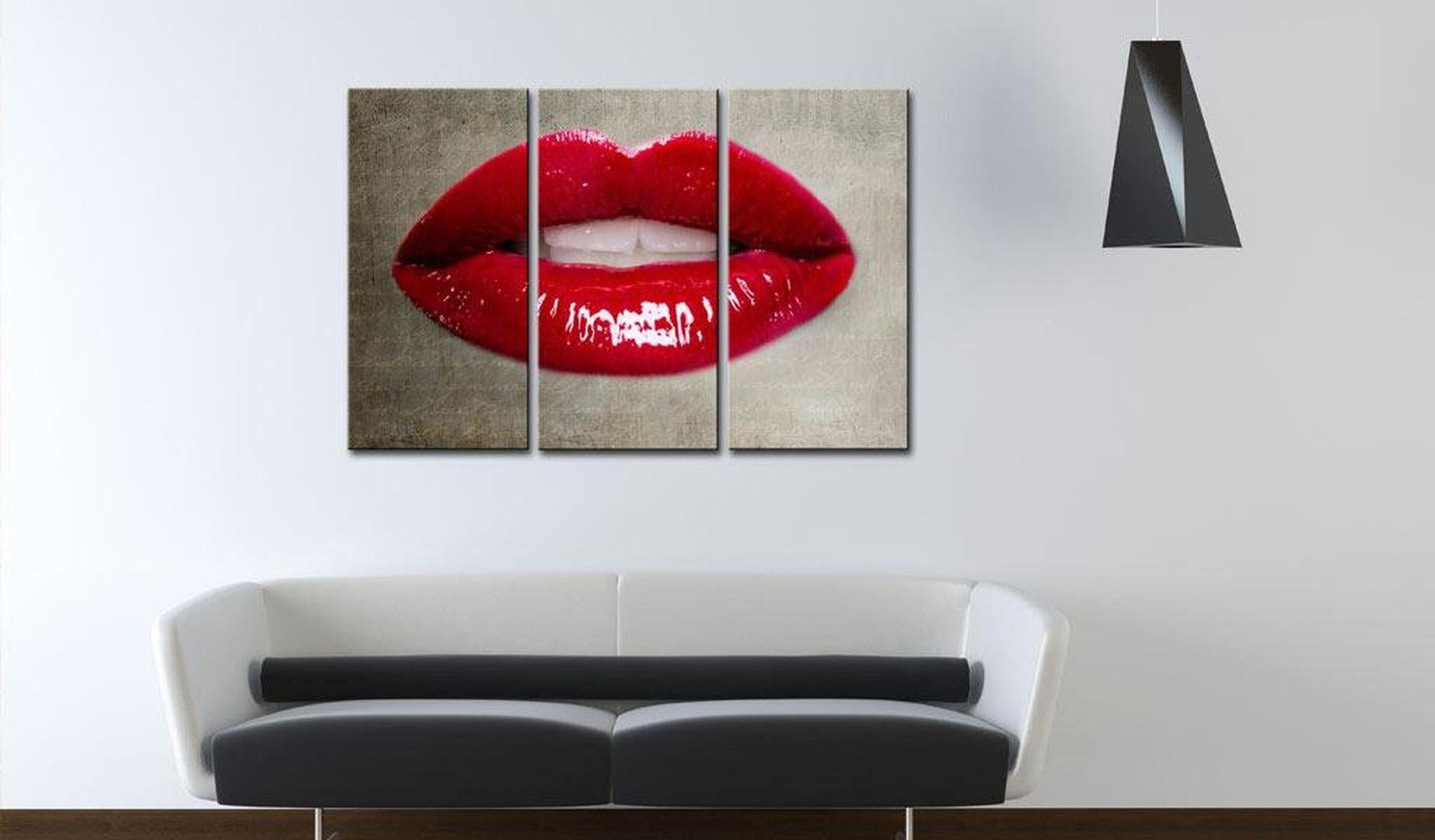 Stretched Canvas Still Life Art - Female Lips