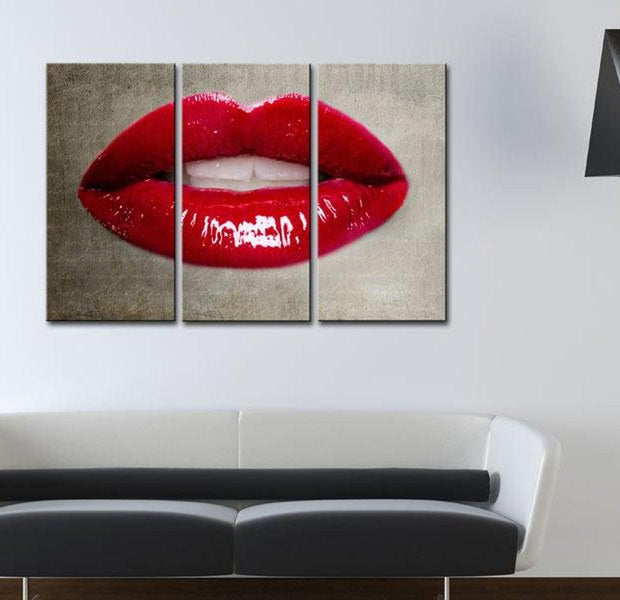 Stretched Canvas Still Life Art - Female Lips