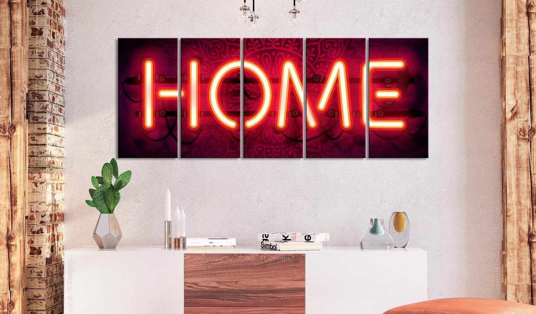 Stretched Canvas Still Life Art - Home Neon