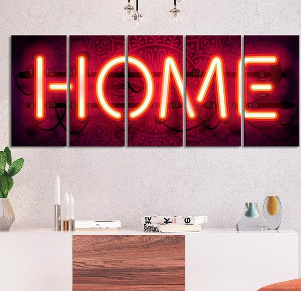 Stretched Canvas Still Life Art - Home Neon