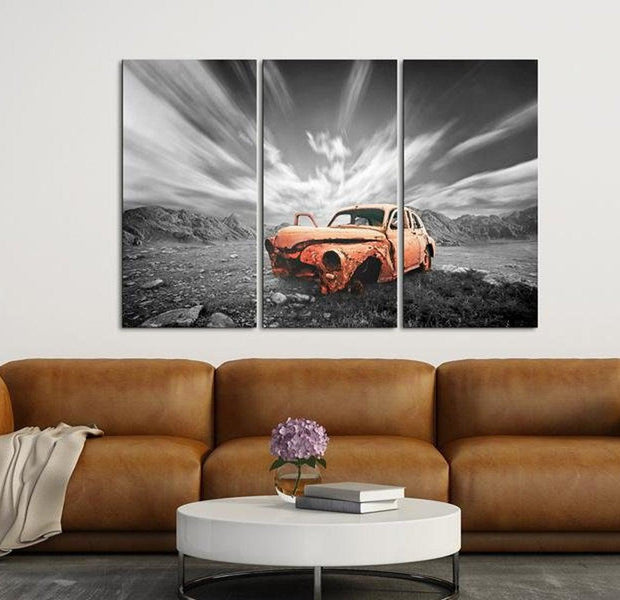 Stretched Canvas Still Life Art - Old Car