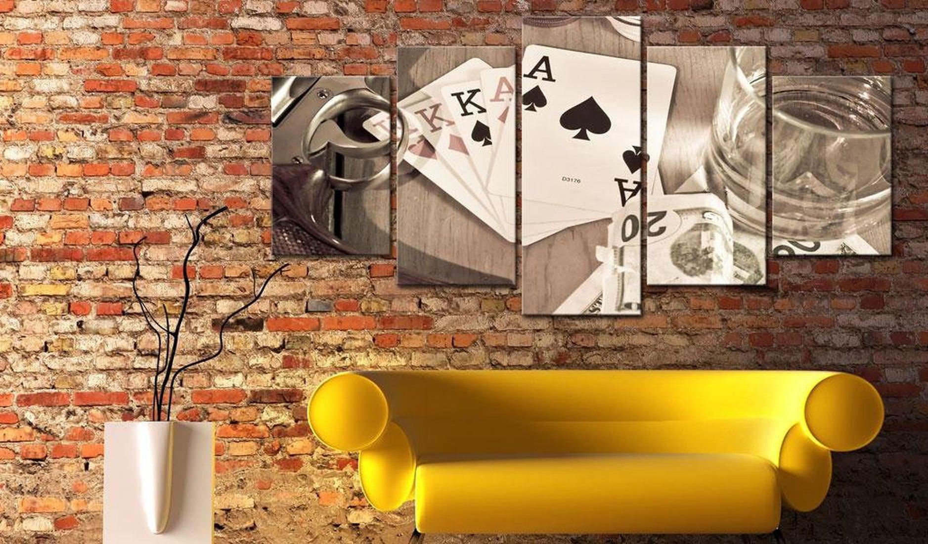 Stretched Canvas Still Life Art - Poker Night - Sepia