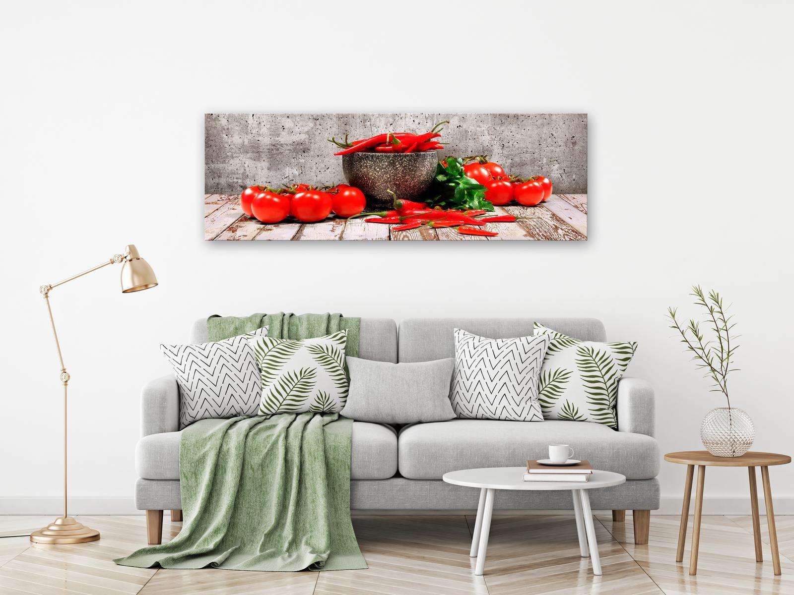 Stretched Canvas Still Life Art - Red Vegetables Concrete Narrow