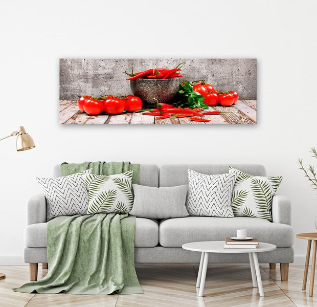 Stretched Canvas Still Life Art - Red Vegetables Concrete Narrow