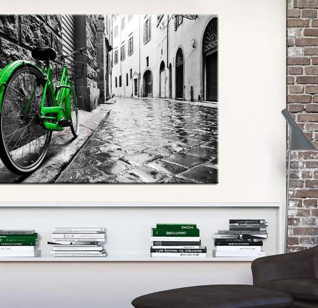 Stretched Canvas Still Life Art - Vintage Green Bike