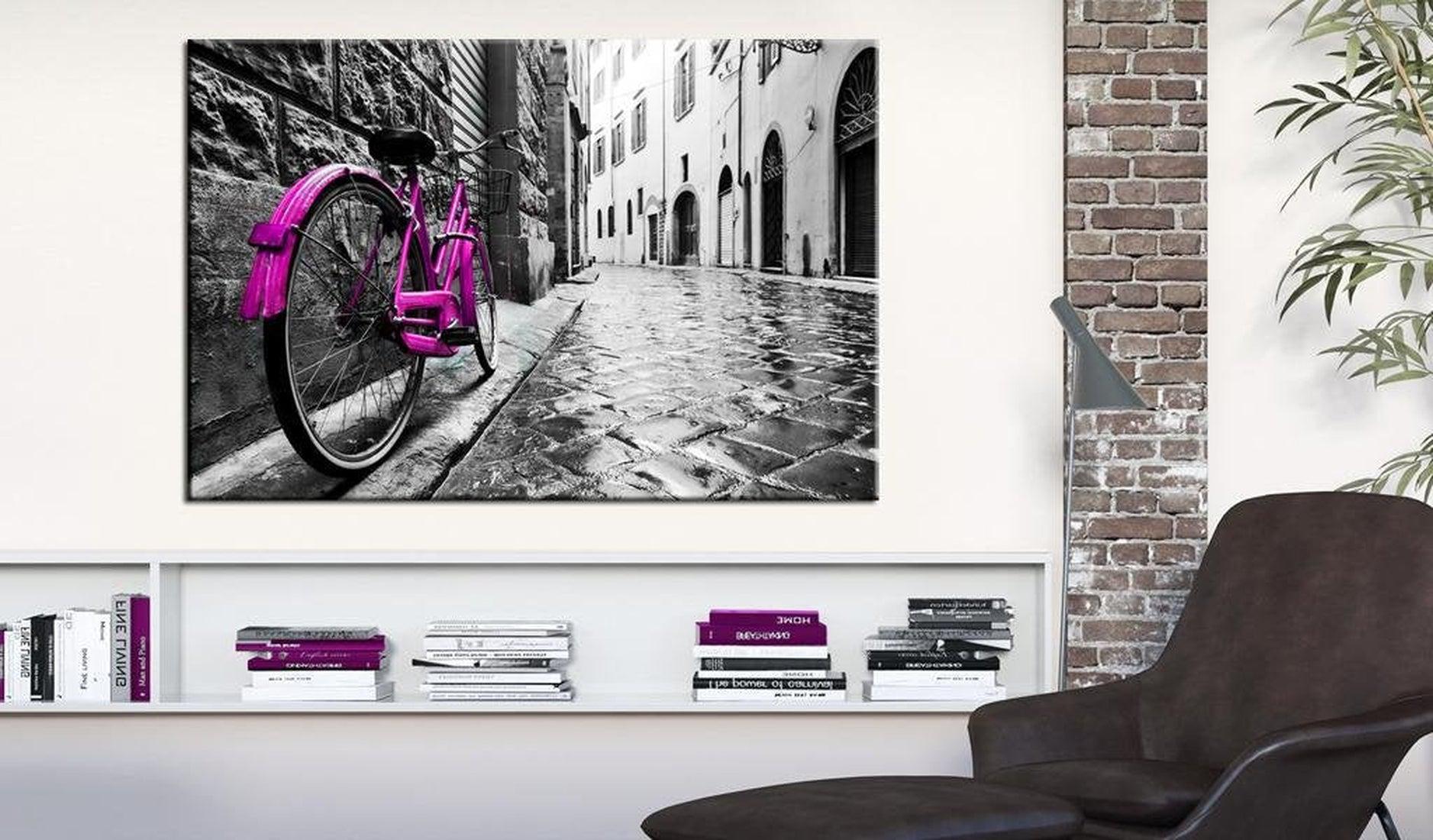 Stretched Canvas Still Life Art - Vintage Pink Bike
