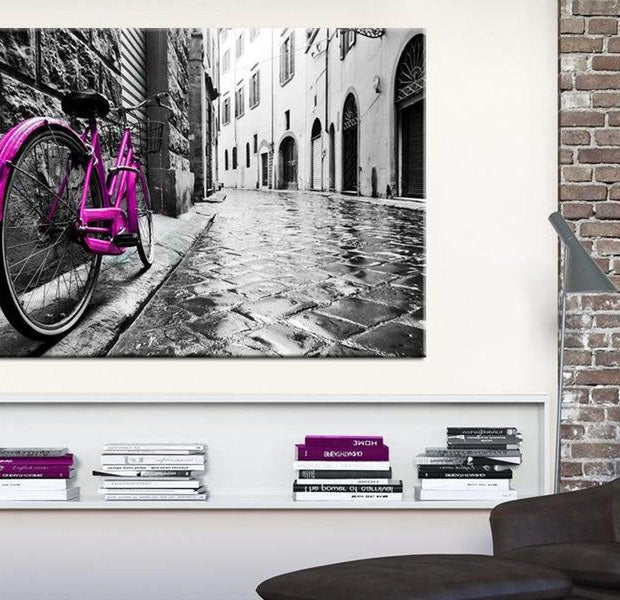 Stretched Canvas Still Life Art - Vintage Pink Bike