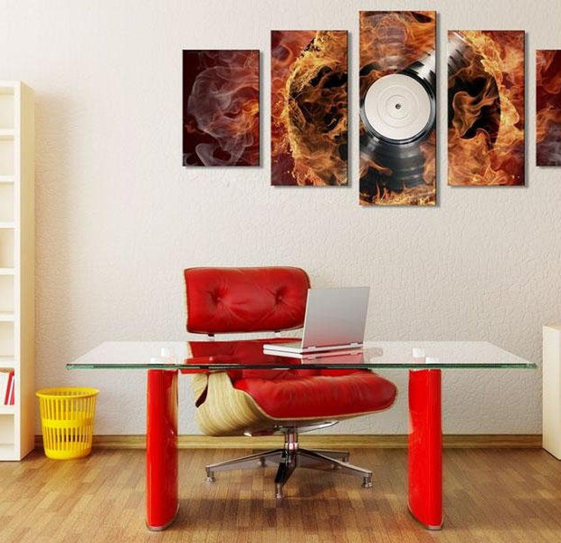 Stretched Canvas Still Life Art - Vinyl On Fire