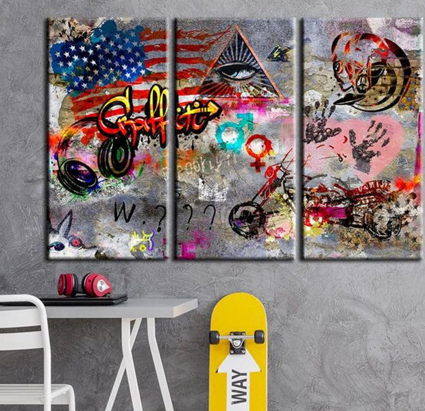 Stretched Canvas Street Art - American Graffiti