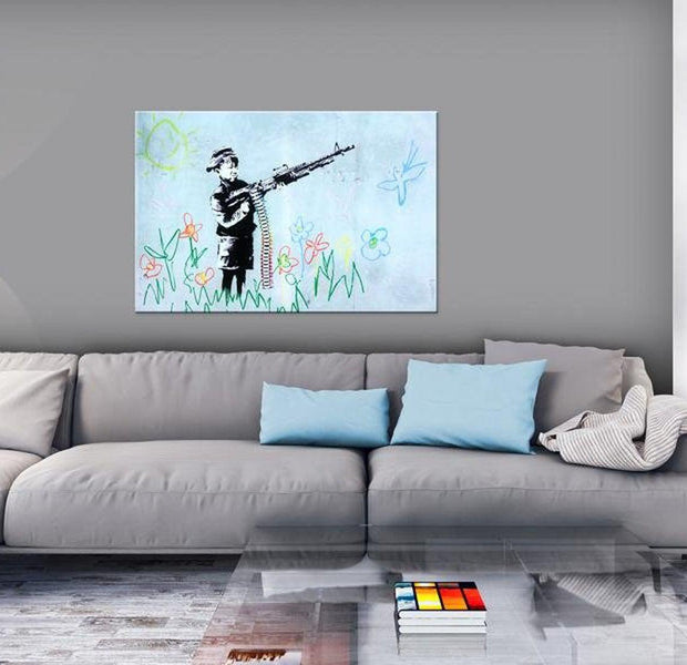 Stretched Canvas Street Art - Banksy: Boy With Gun