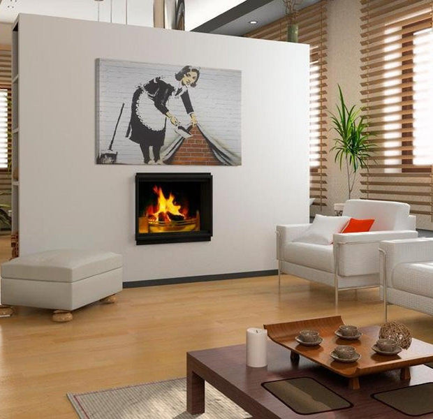 Stretched Canvas Street Art - Banksy: Cleaning Lady