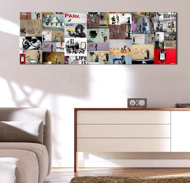Stretched Canvas Street Art - Banksy Collage