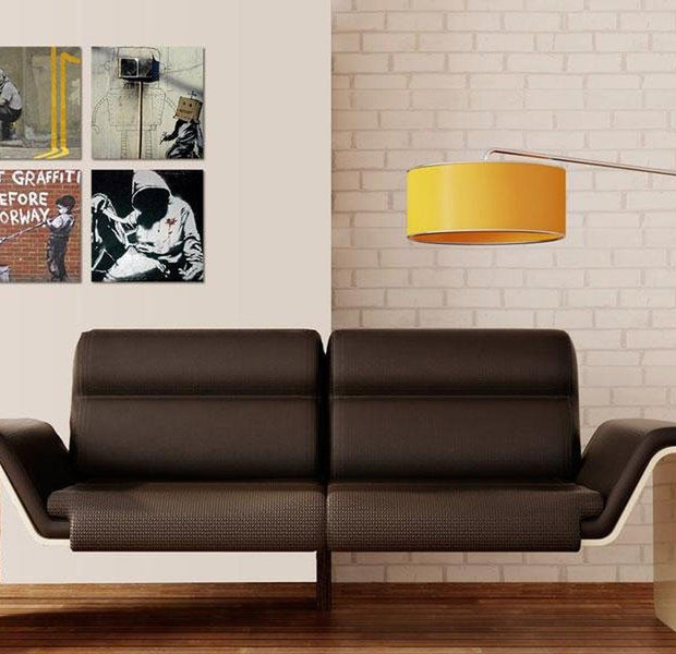 Stretched Canvas Street Art - Banksy Composition Graffiti 4 Piece