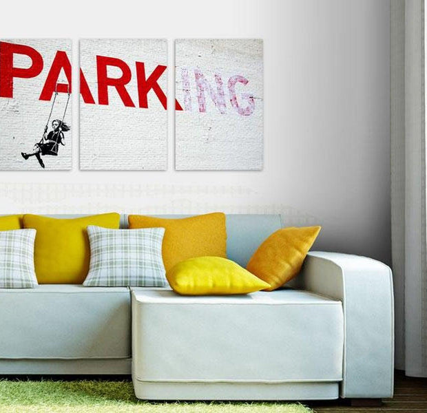 Stretched Canvas Street Art - Banksy: Girl On A Swing