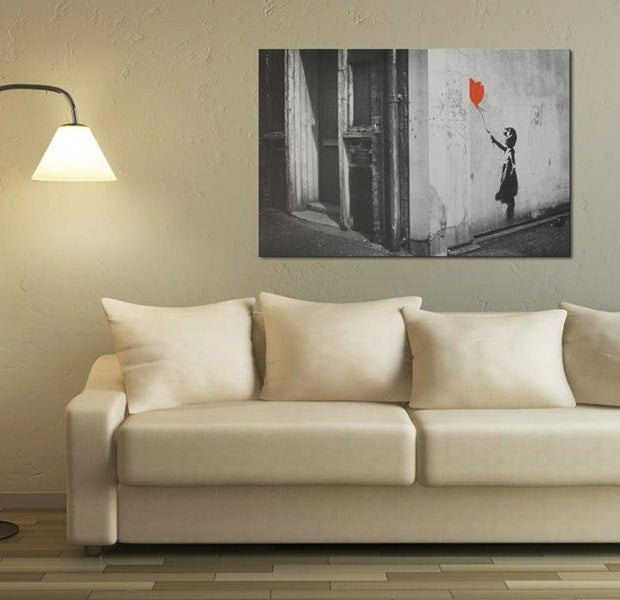 Stretched Canvas Street Art - Banksy: Girl With Balloon