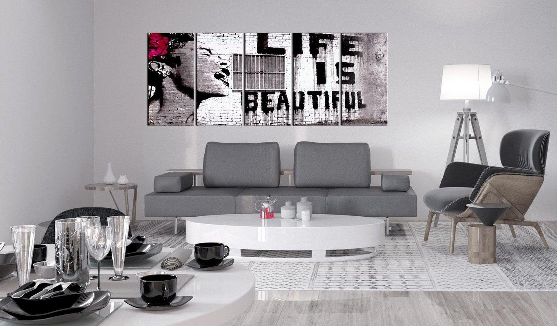 Stretched Canvas Street Art - Banksy: Life Is Beautiful