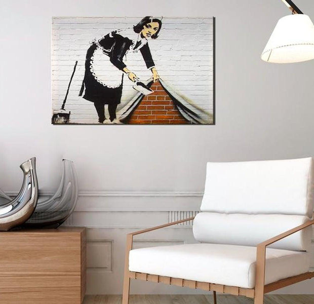 Stretched Canvas Street Art - Banksy: Maid In London