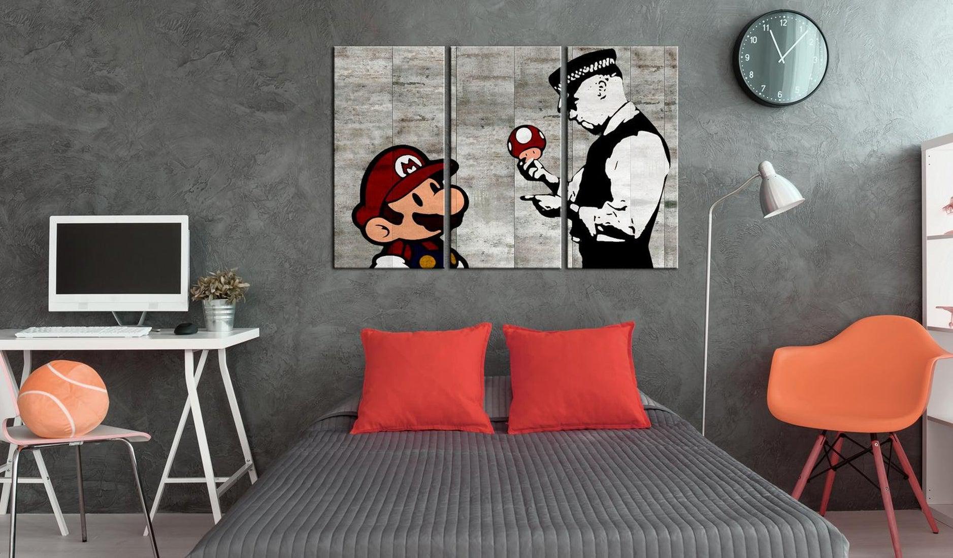 Stretched Canvas Street Art - Banksy: Mario Bros