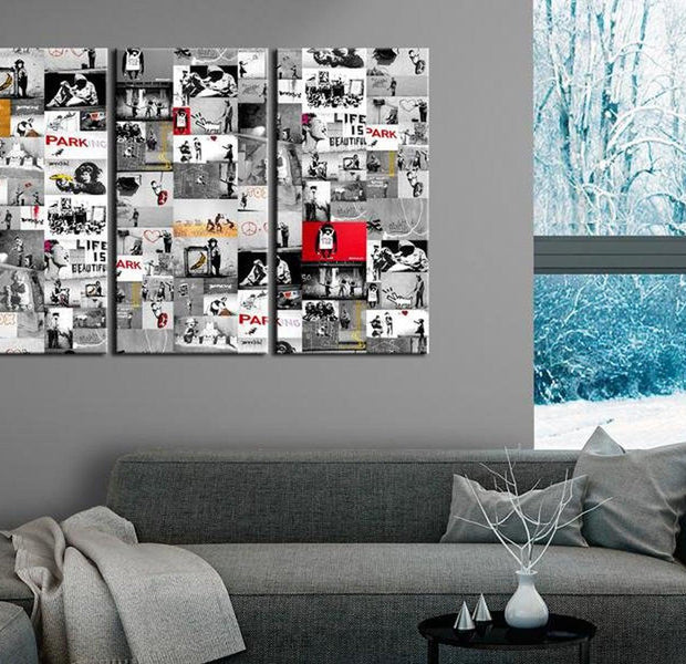 Stretched Canvas Street Art - Banksy: Street Crimes 3 Piece