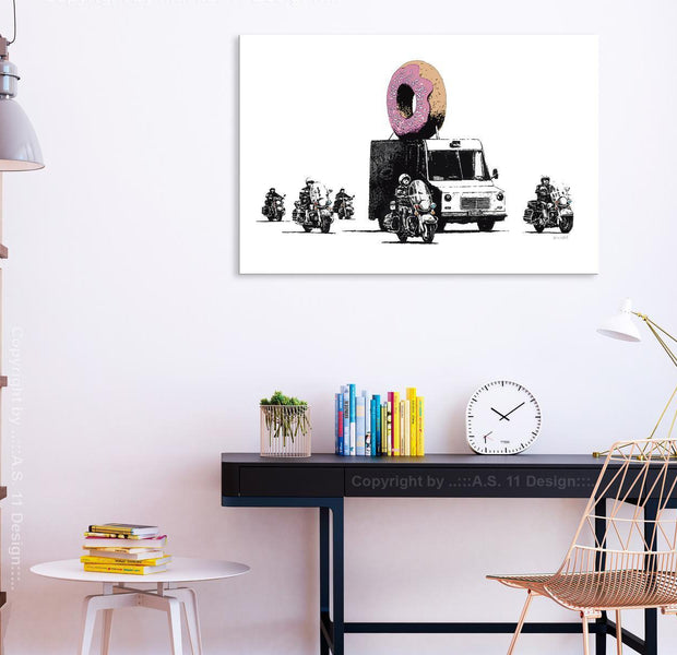 Stretched Canvas Street Art - Banksy: The Donut Police