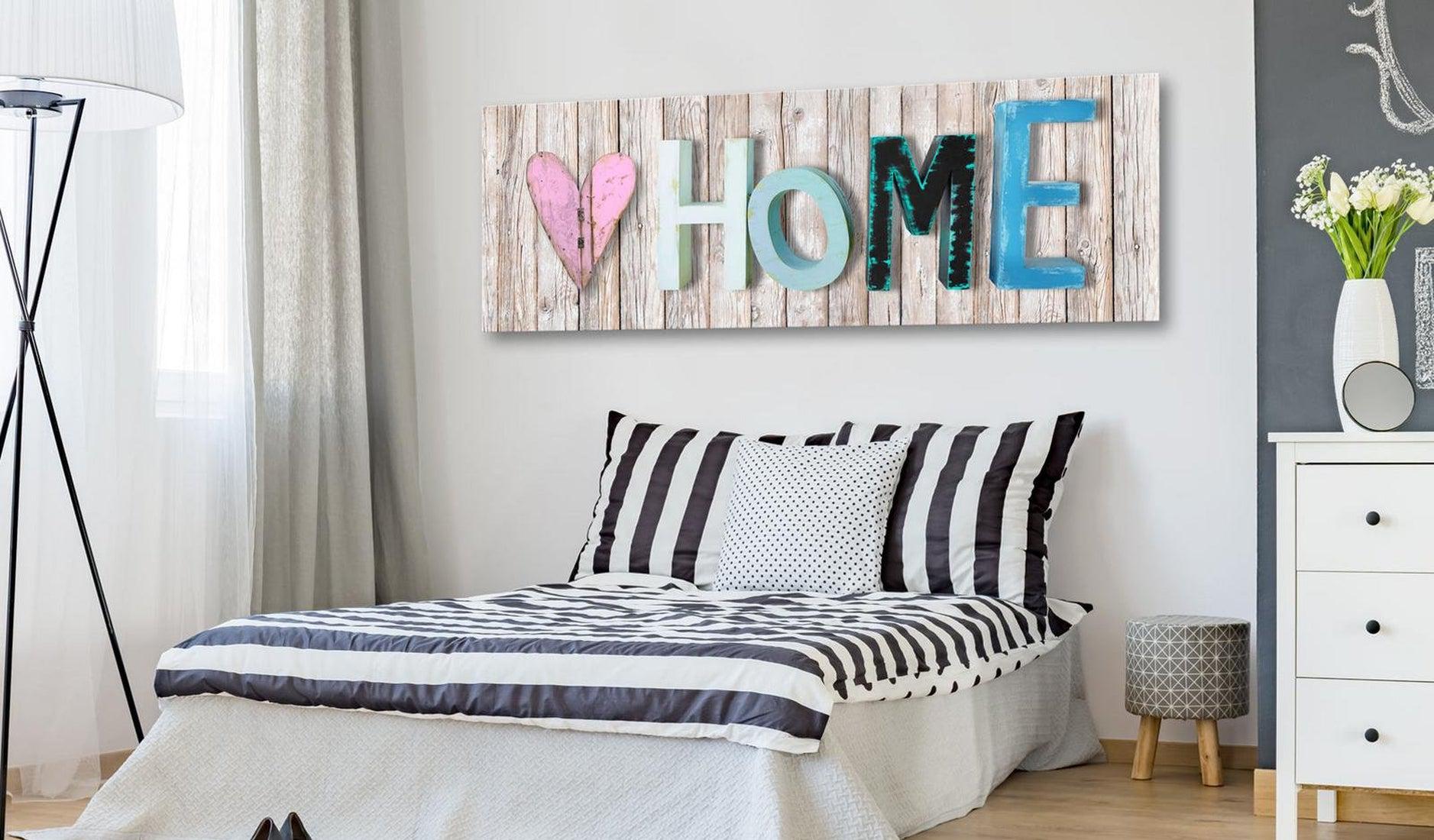 Stretched Canvas Vintage Art - Colourful Cottage