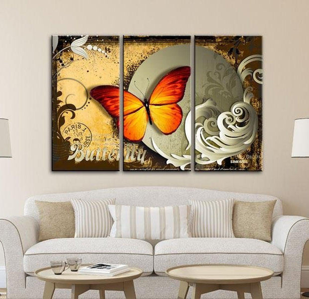 Stretched Canvas Vintage Art - Flight Of A Butterfly