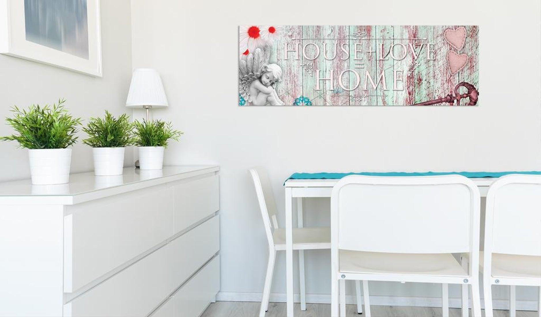 Stretched Canvas Vintage Art - Home: House + Love