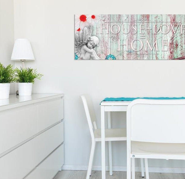 Stretched Canvas Vintage Art - Home: House + Love