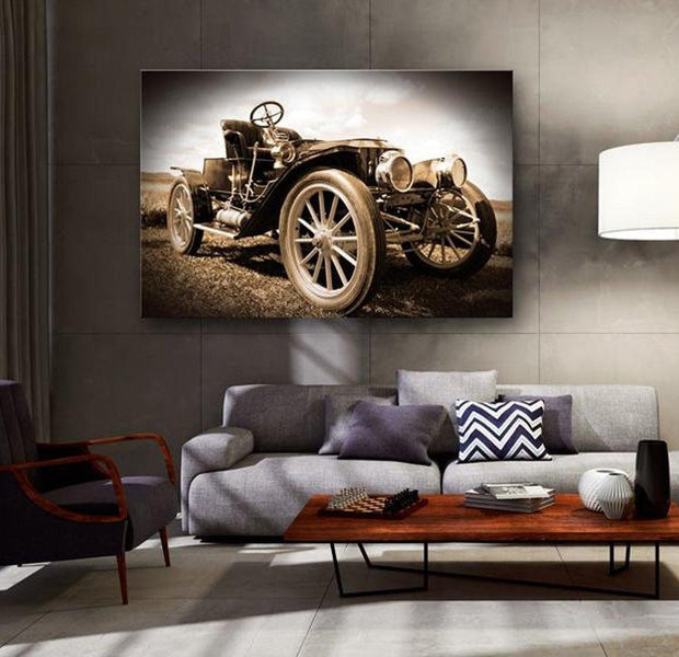 Stretched Canvas Vintage Art - Retro Car