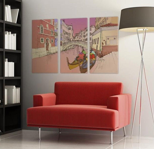 Stretched Canvas Vintage Art - Romantic Gondolas