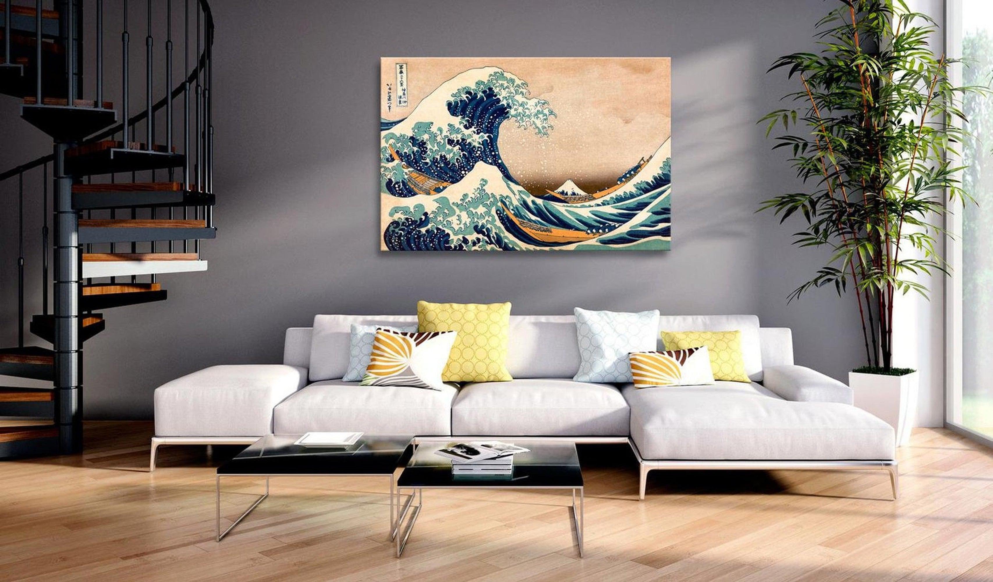 Stretched Canvas Vintage Art - The Great Wave Off Kanagawa (Reproduction)