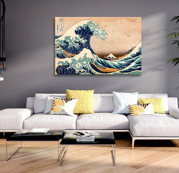 Stretched Canvas Vintage Art - The Great Wave Off Kanagawa (Reproduction)