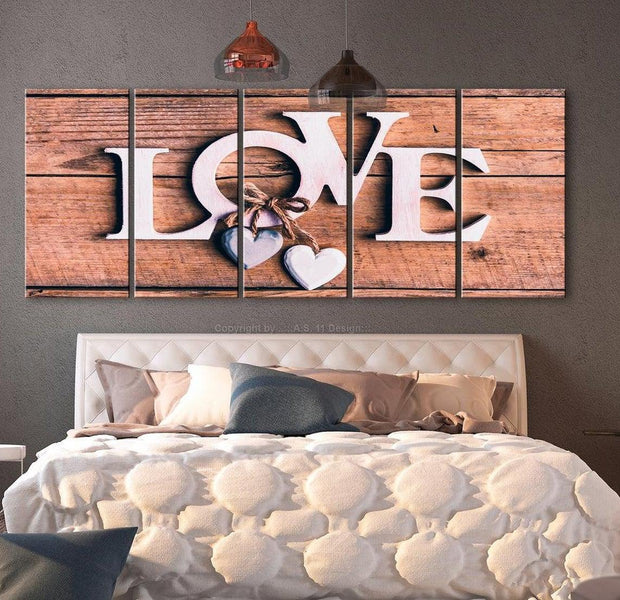 Stretched Canvas Vintage Art - Wooden Letters Narrow