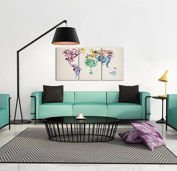 Stretched Canvas World Map Art - Abstract Map Of The World