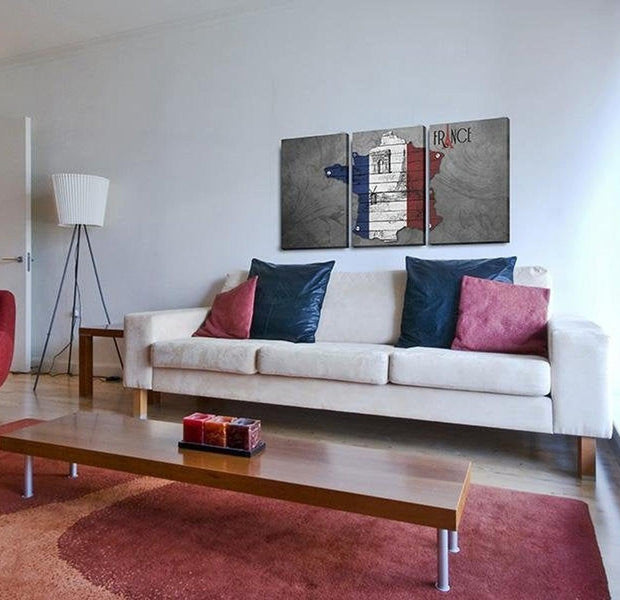 Stretched Canvas World Map Art - All About France