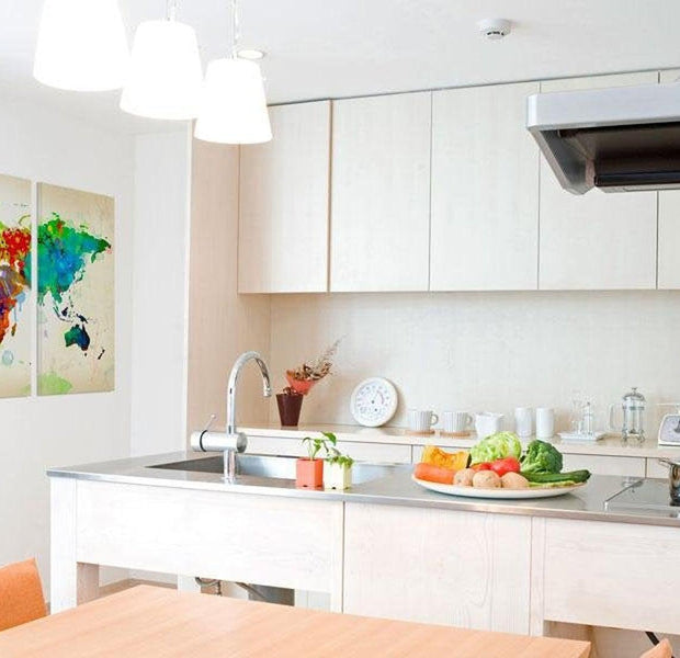 Stretched Canvas World Map Art - All Colors Of The World 3 Piece