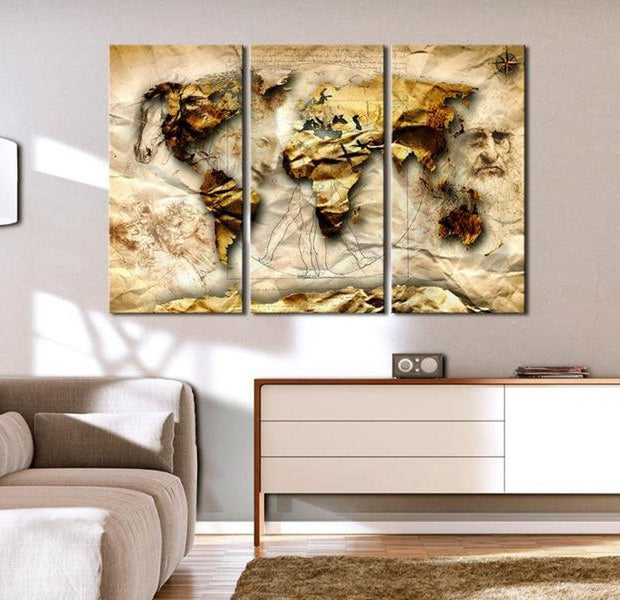 Stretched Canvas World Map Art - Anatomy Of The World