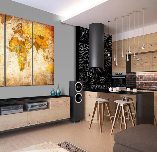 Stretched Canvas World Map Art - Antique Travel