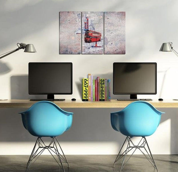 Stretched Canvas World Map Art - Around The Great Britain 3 Piece