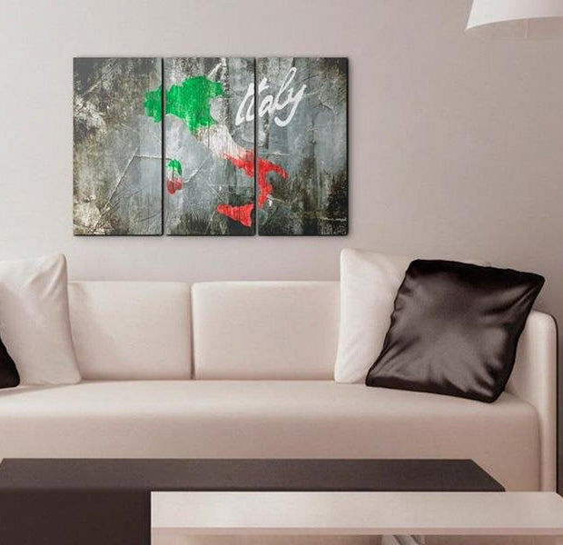 Stretched Canvas World Map Art - Artistic Map Of Italy 3 Piece