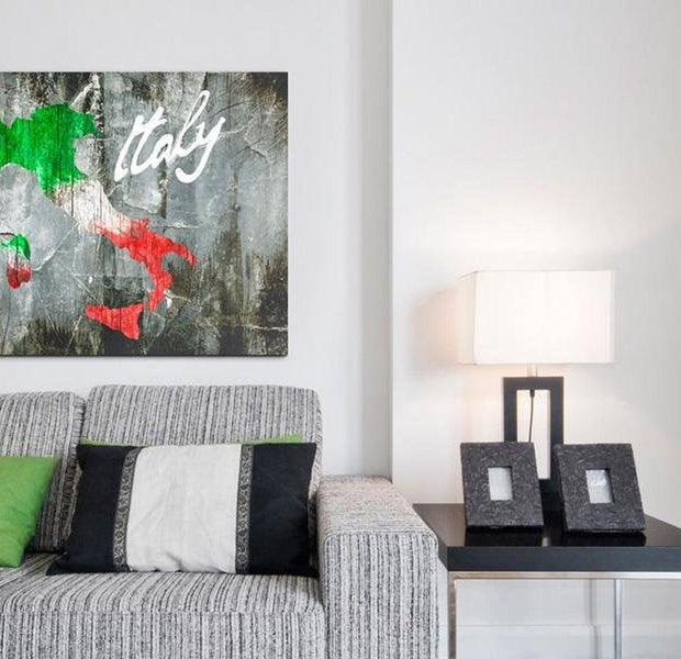 Stretched Canvas World Map Art - Artistic Map Of Italy