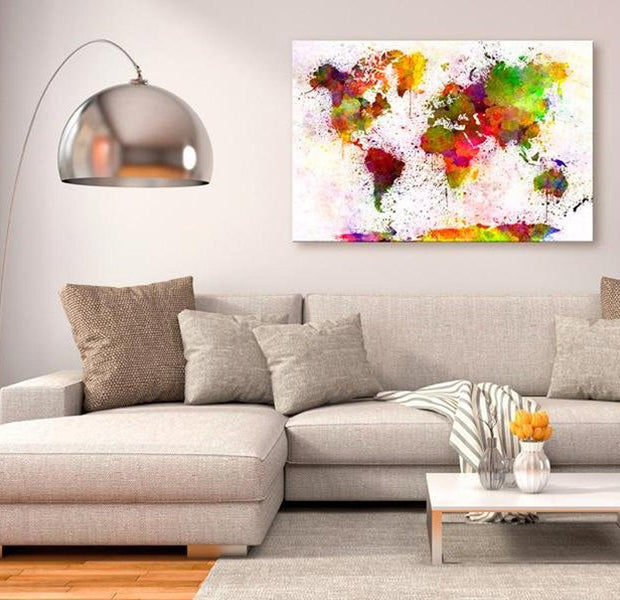 Stretched Canvas World Map Art - Artistic World